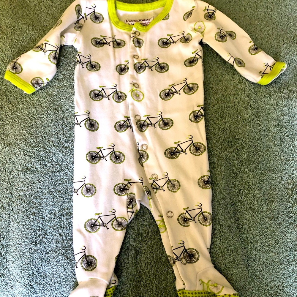 L’ovedbaby organic 0-3 mos footie pajamas bicycles